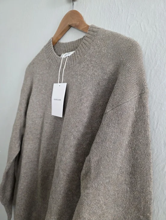 NEW Everlane Crewneck Sweater Alpaca Wool Heather Taupe Medium - Picture 2 of 11